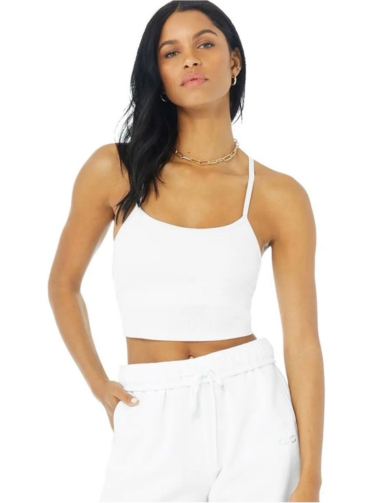 ALO Yoga Tops - ALO Yoga Alosoft Ribbed Crop Calm Tank White Medium Strappy Back